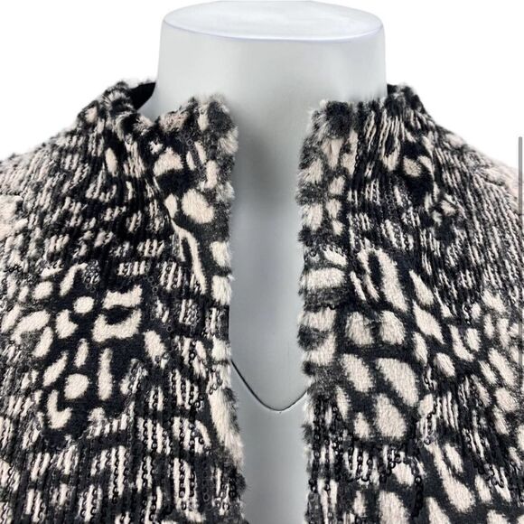 Joseph Ribkoff 163772 Animal Print Faux Fur Sequin Asymmetrical Jacket US 8 - Picture 3 of 6